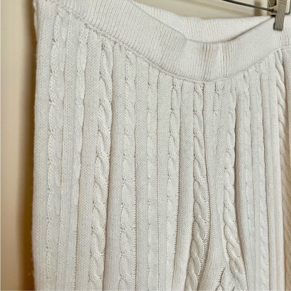 ASCOT+HART Wide Leg Graphic Yarn Knit Sweater Pants Off-White Women’s Size Large - Picture 9 of 15